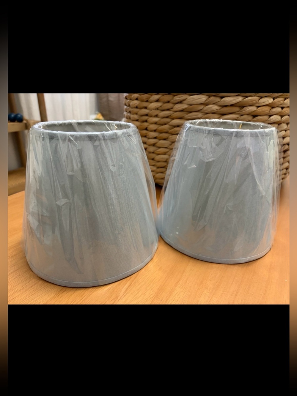 Serena & Lily Pale Blue Linen Lamp Shades - Pair